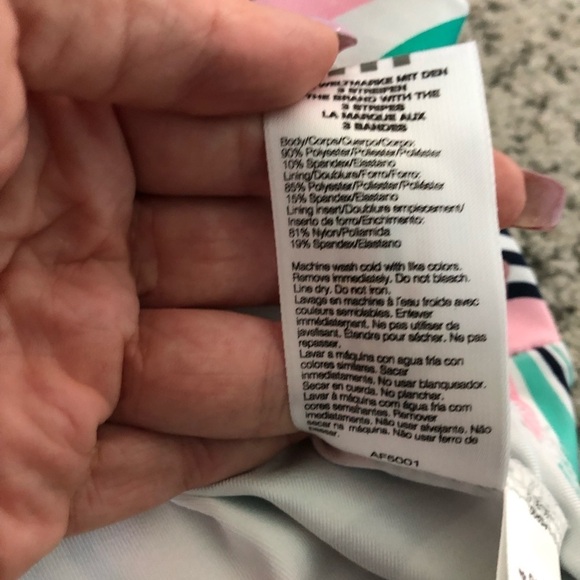 Adidas Active Green & Pink Swirl Print Tankini Top Size Large - Picture 8 of 12